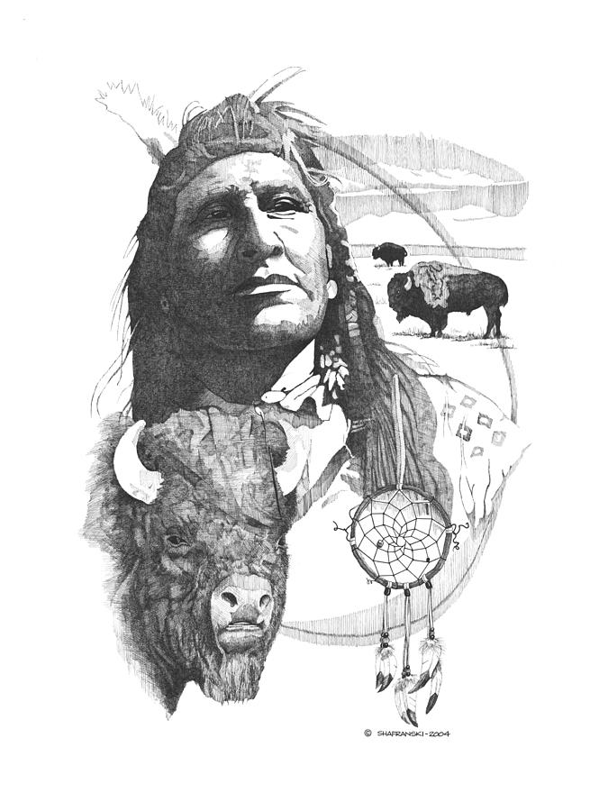Black And White Drawing - Native Pride by Paul Shafranski