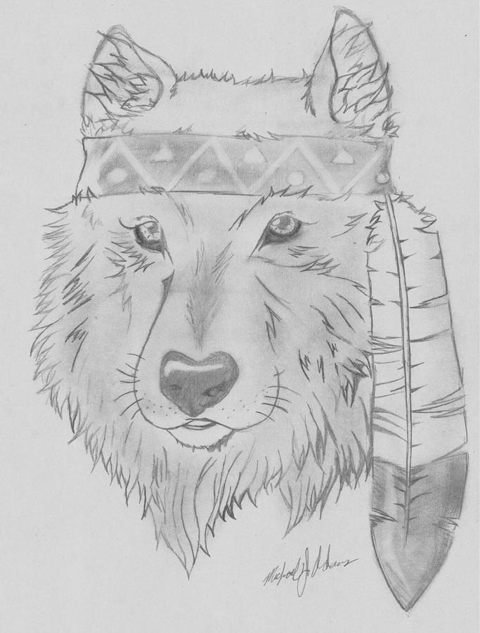 native american wolf drawings