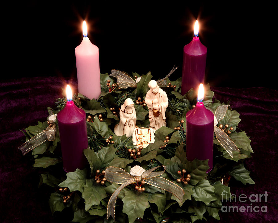 Nativity Advent Wreath Photograph by Pattie Calfy