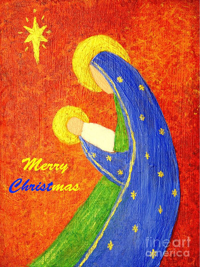Nativity Christmas Card Painting by Pattie Calfy