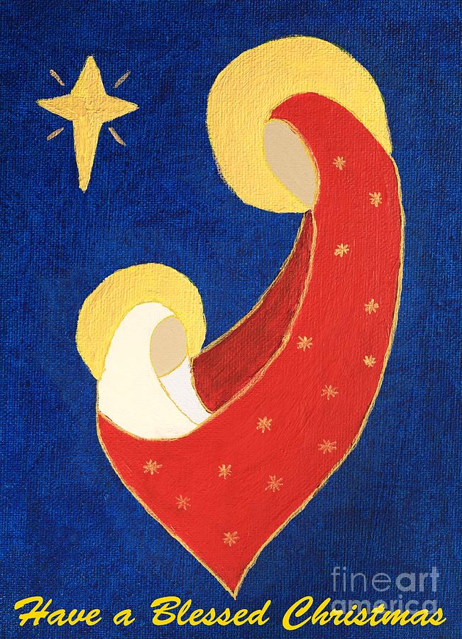 Nativity II Christmas Card Painting by Pattie Calfy