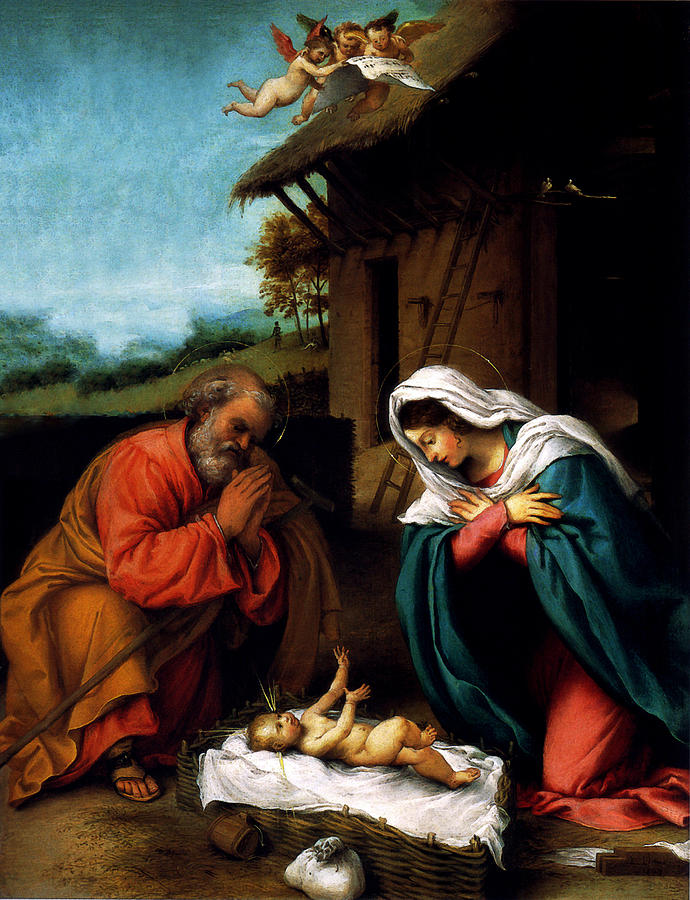 Madonna Digital Art - Nativity by Lorenzo Lotto