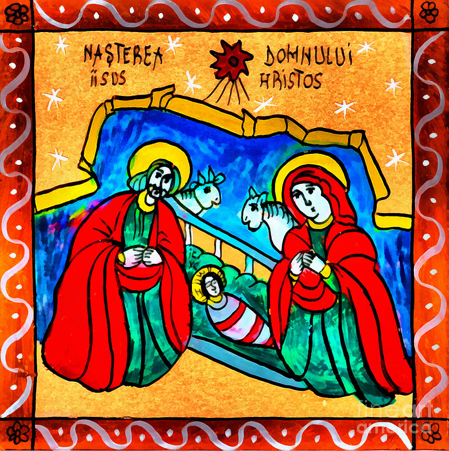 Nativity Scene Mixed Media by Daliana Pacuraru
