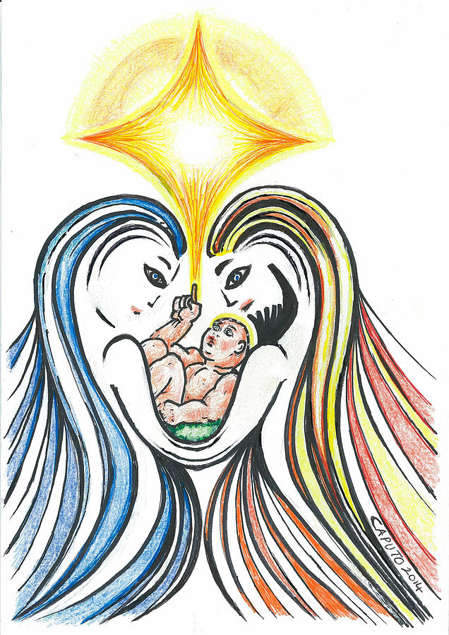 Nativity Scene Drawing by Giovanni Caputo