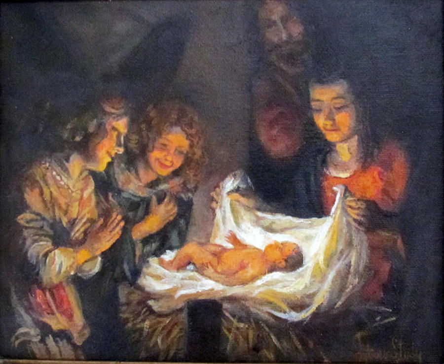 Nativity Scene Study Painting by Donna Tucker