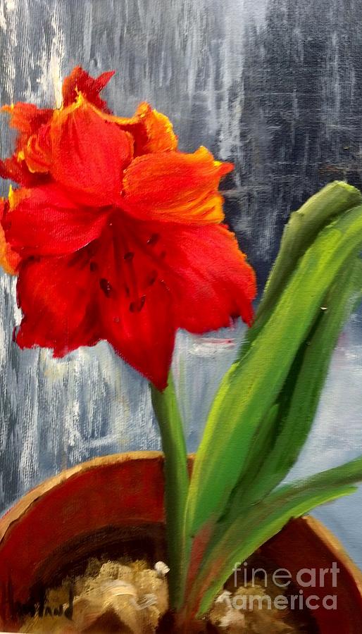 Nats Red Amaryllis Painting by Barbara Haviland