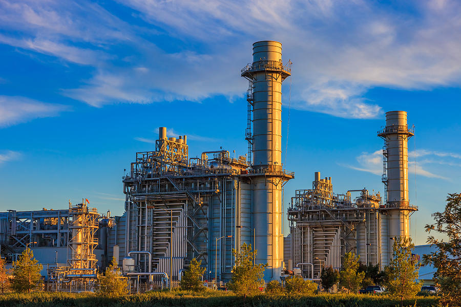 Natural gas fired turbine power plant,fall,field,CA Photograph by Ron_Thomas