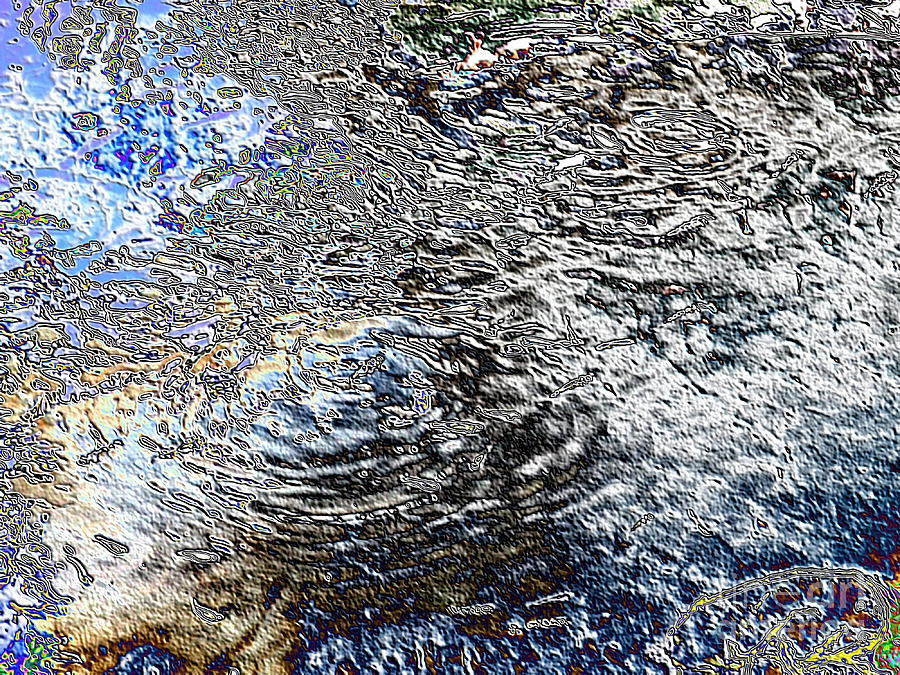 Abstract. Water view. Blue, Black White Digital Art by Oksana Semenchenko
