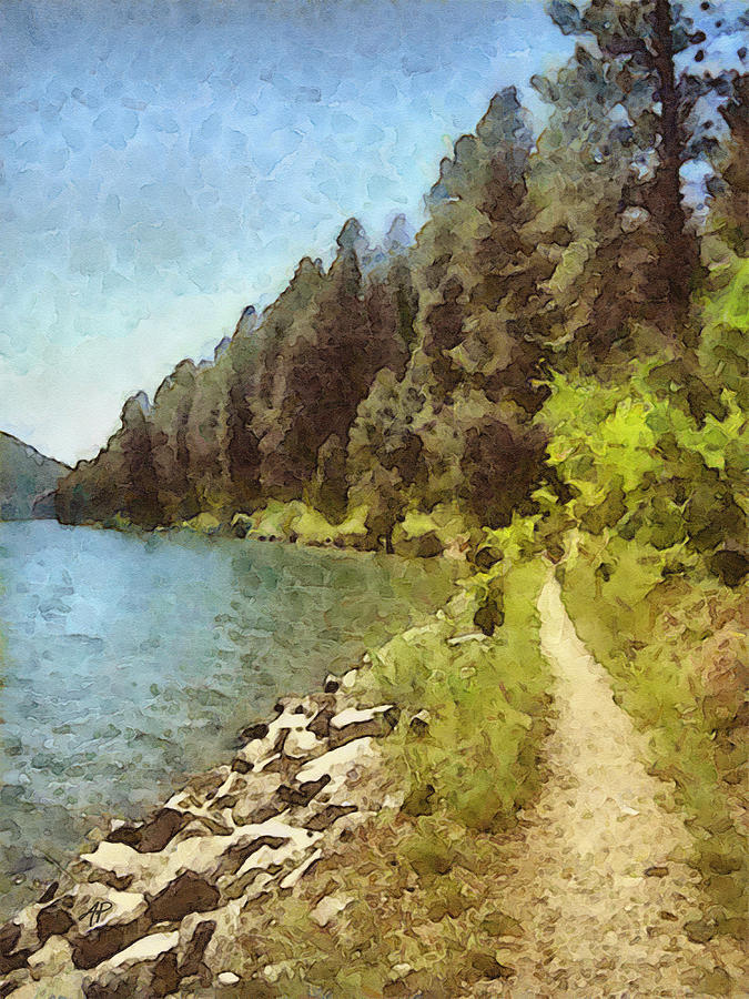 Nature Painting - nature - art- Mountain Lakeshore Summer  by Ann Powell