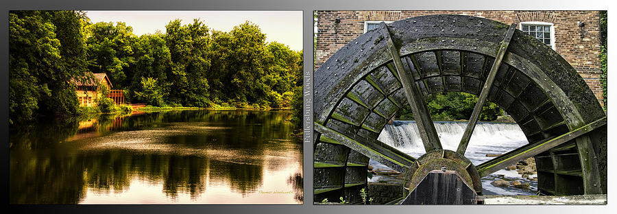Nature Center 01 Grist Mill Wheel Fullersburg Woods 2 Panel Photograph by Thomas Woolworth