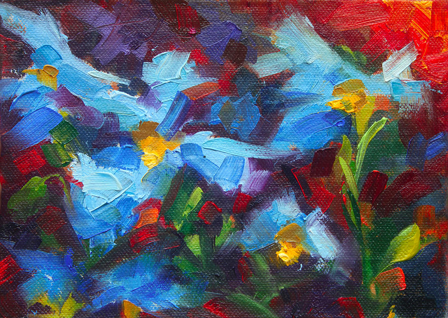 Natures Palette - Himalayan blue poppy oil painting Meconopsis betonicifoliae Painting by Talya Johnson