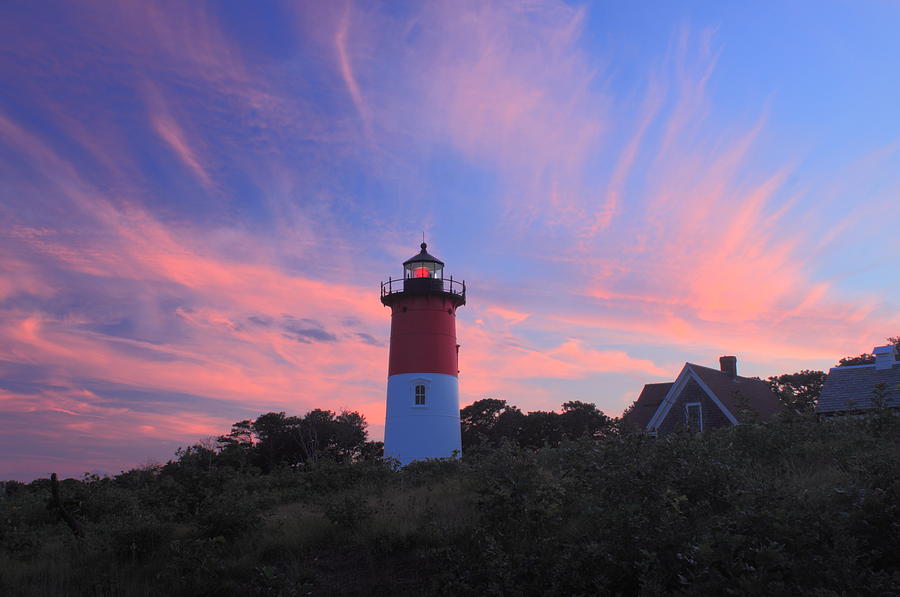 Nauset Lighthouse Cape Cod Sunset Photograph by John Burk