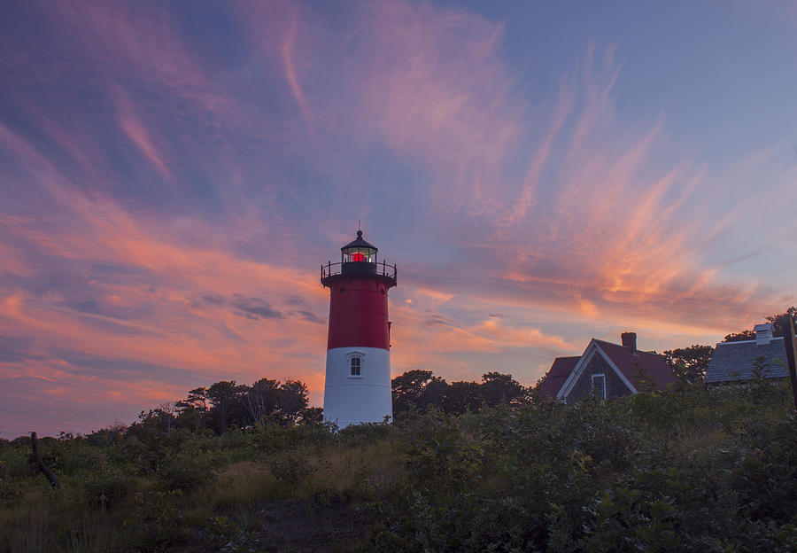 Nauset Lighthouse Sunset Photograph by John Burk