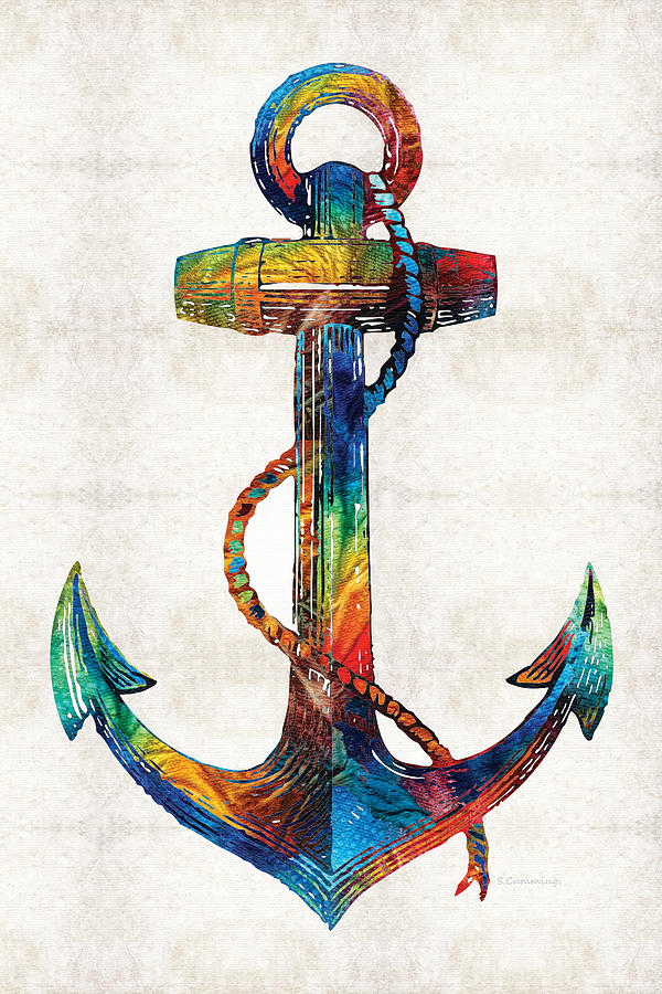 Primary Colors Painting - Nautical Anchor Art - Anchors Aweigh - By Sharon Cummings by Sharon Cummings