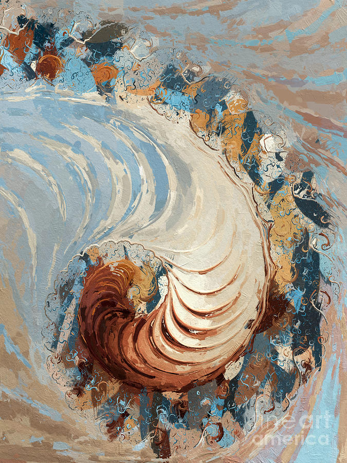 Nautilus Abstract - Blue/Brown/Beige Digital Art by Heidi Smith