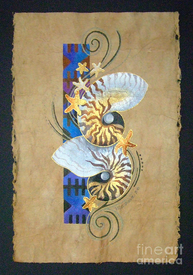 Nautilus and Blue Masi Painting by Maria Rova