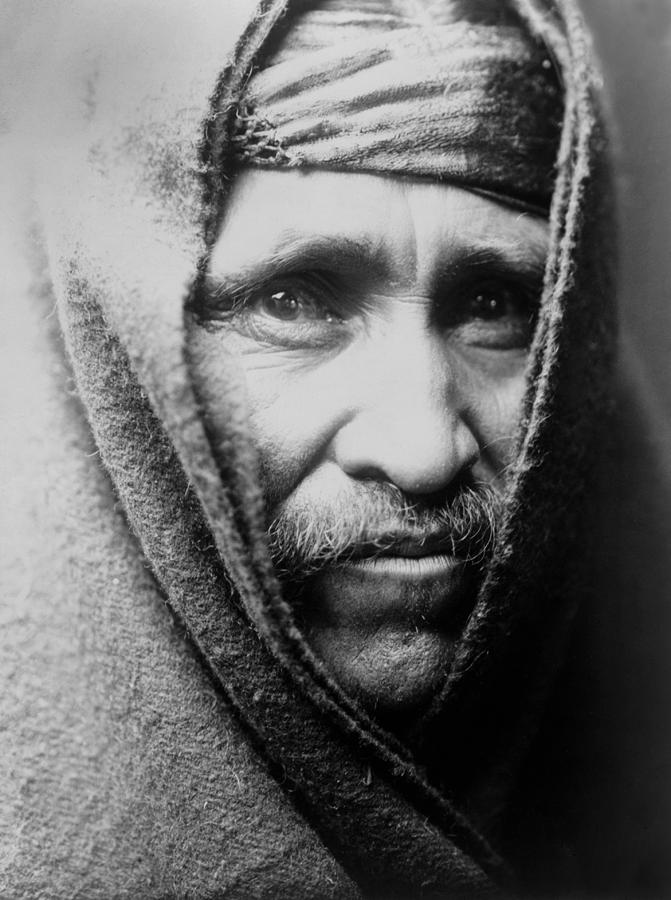 Edward Sheriff Curtis Photograph - Navajo Indian Man circa 1905 by Aged Pixel