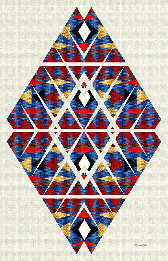 Abstract Mixed Media - Navajo Navy Pattern Art by Christina Rollo