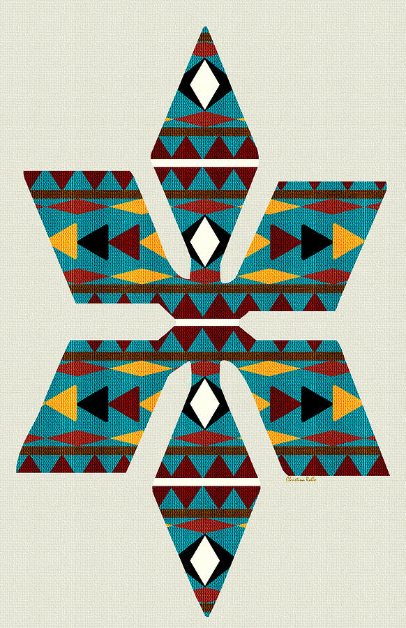 Navajo Teal Pattern Art Mixed Media by Christina Rollo