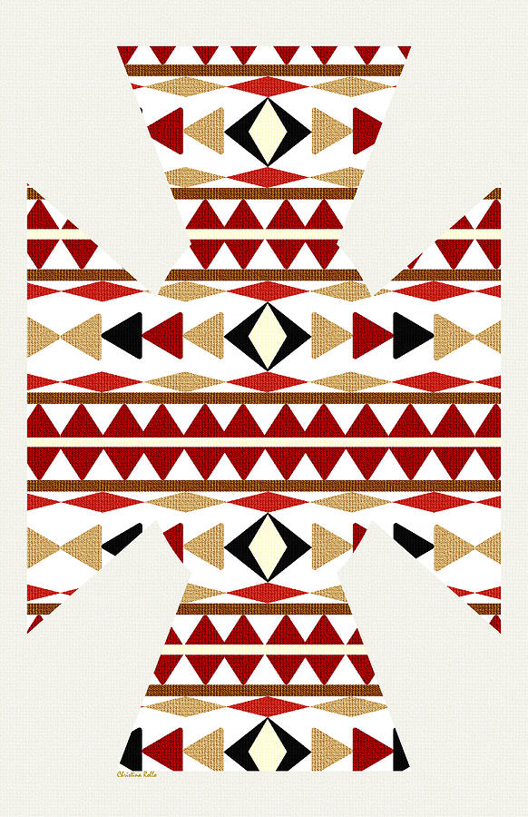 Navajo White Pattern Art Mixed Media by Christina Rollo