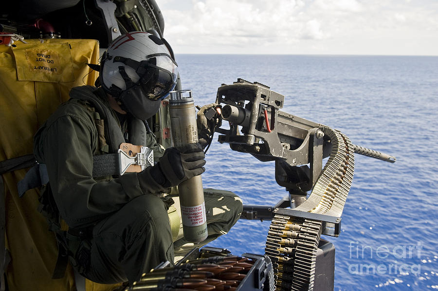 Naval Aircrewman Manning A .50 Caliber Photograph By Stocktrek Images 