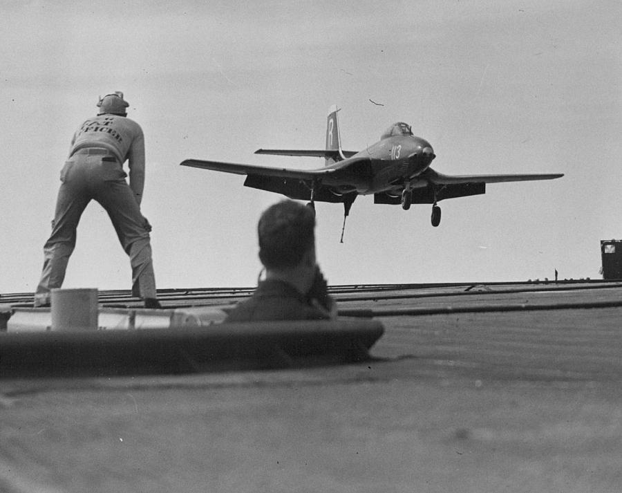 Vintage Photograph - Naval Banshee Jet Plane by Retro Images Archive