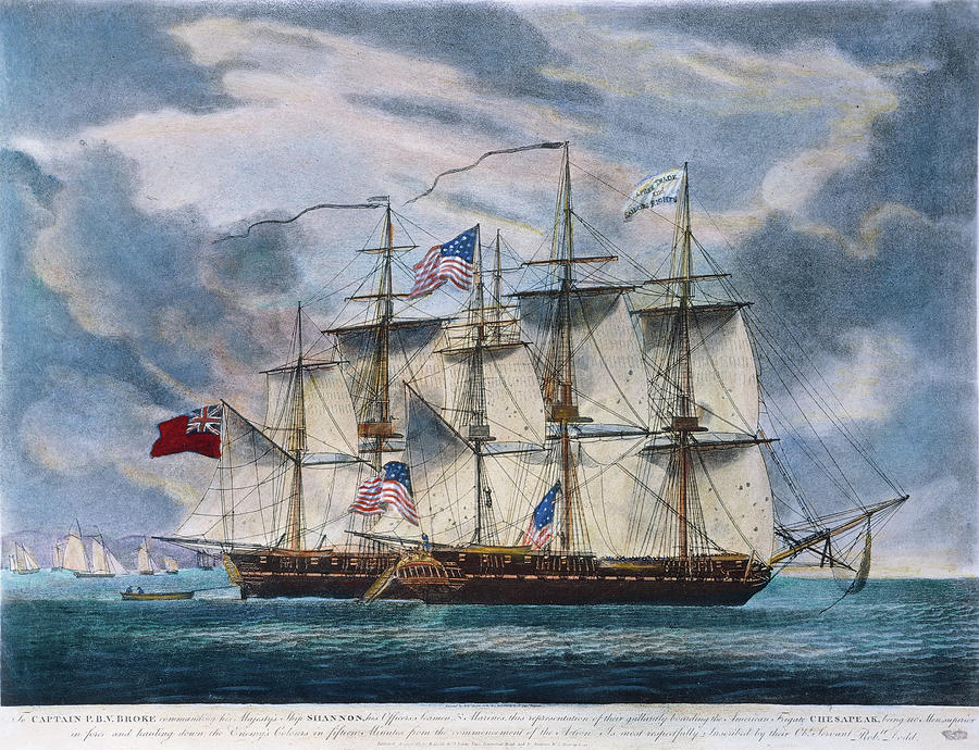 Defeat of USS Chesapeake by HMS Shannon, 1813 Painting by Granger