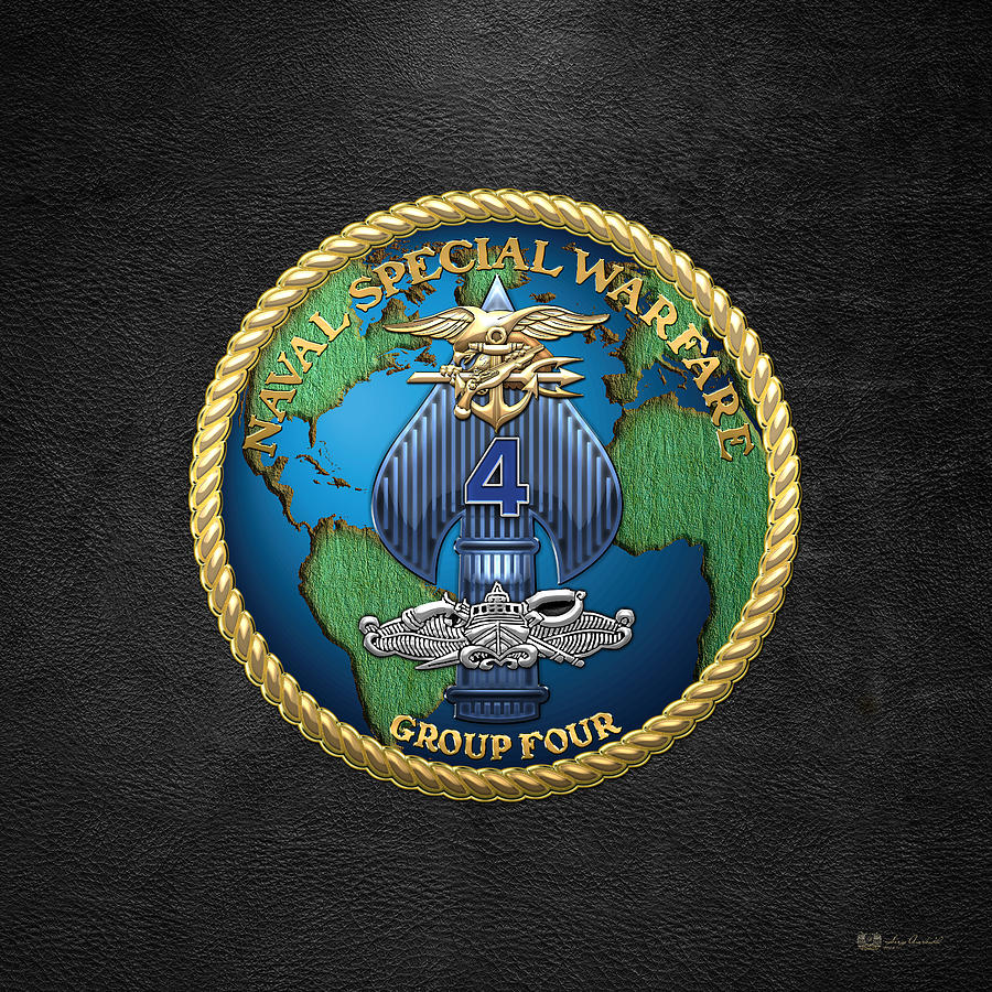 Naval Special Warfare Group Four - N S W G-4 - on Black Digital Art by Serge Averbukh