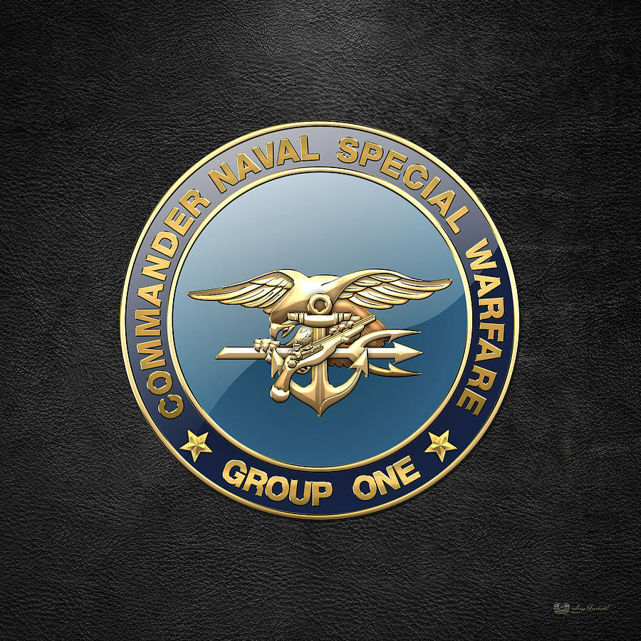 Naval Special Warfare Group ONE - N S W G-1 - Emblem on Black Digital Art by Serge Averbukh