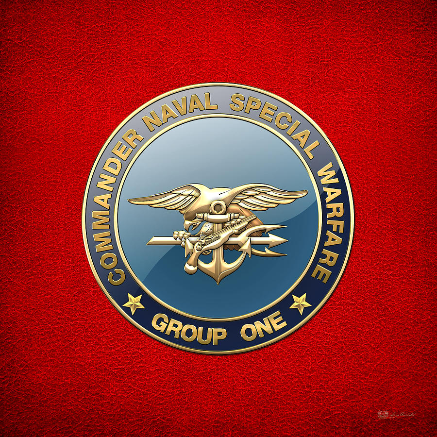 Naval Special Warfare Group ONE - N S W G-1 - Emblem on Red Digital Art ...