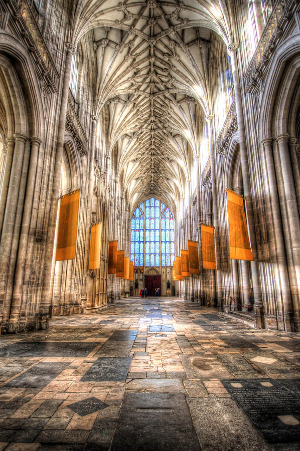 Nave Photograph - Nave at Winchester Cathedral towards West window by Peggy Berger Nave Photograph - Nave at Winchester Cathedral towards West window by Peggy Berger