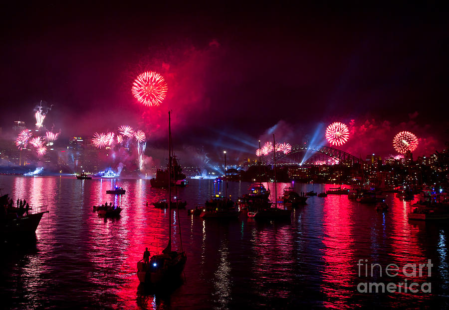Navy Photograph - Nave Fleet Review Sydney Fireworks by Miroslava Jurcik