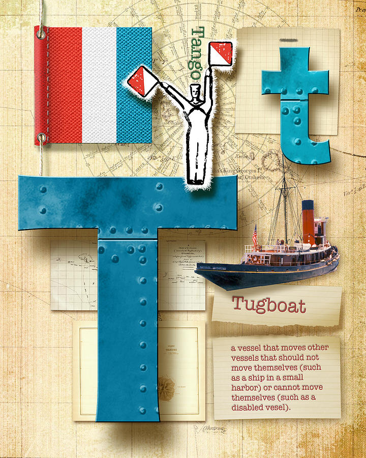 Flag Semaphore Digital Art - Navy Alphabet Nautical Letter T by Vanessa Bates