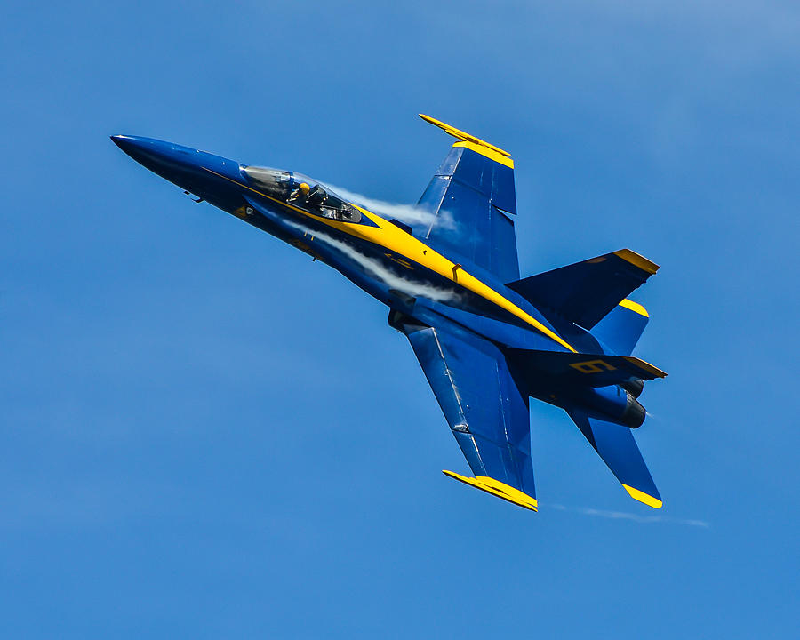 Jet Photograph - Navy Blue Angle F-18 by Puget  Exposure