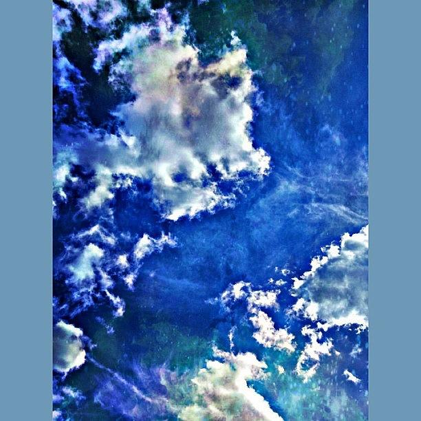 Nature Photograph - Navy Blue Skies And Abstract Clouds by Katie Phillips