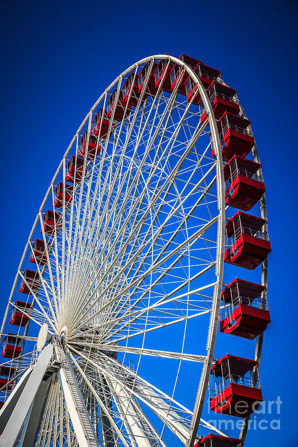 Chicago Photograph - Navy Pier Ferris Wheel in Chicago by Paul Velgos