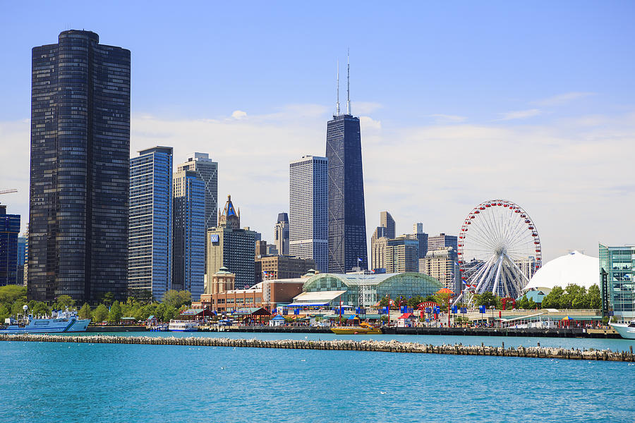Navy Pier Park and Chicago cityscape Photograph by Espiegle