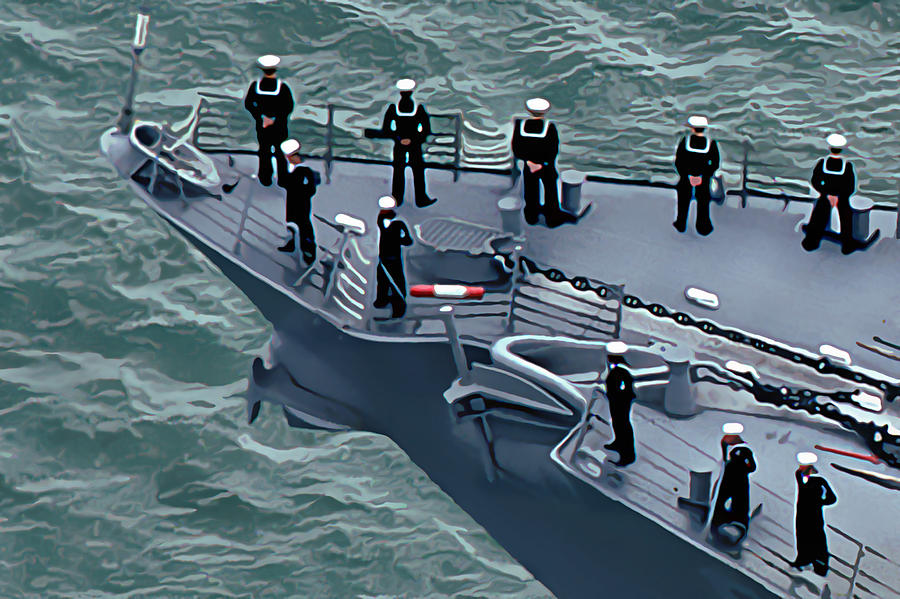 Navy Sailors On The Bow Digital Art