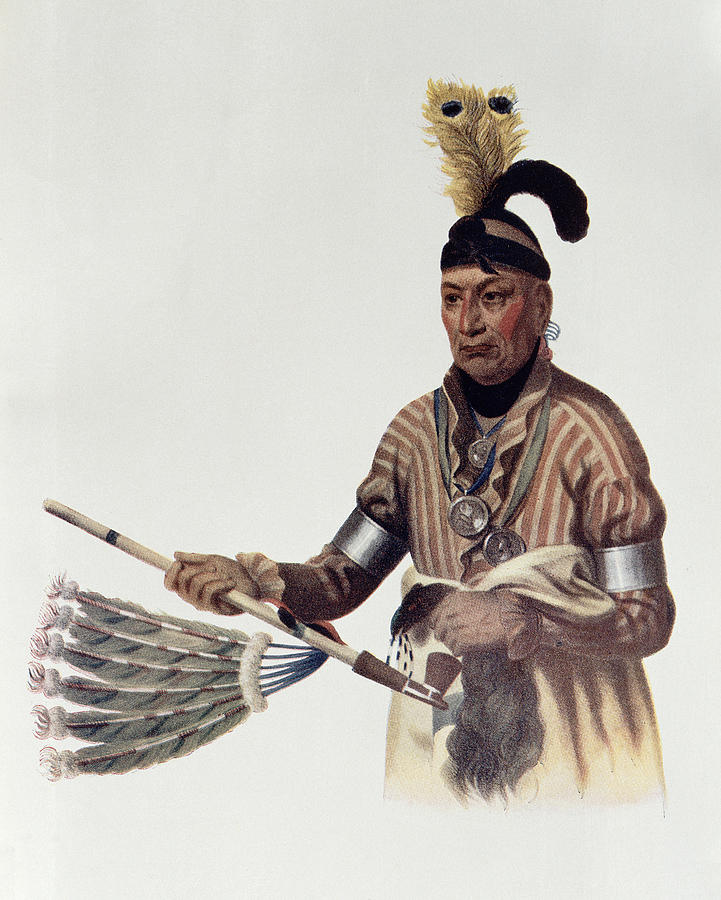 Feather Photograph - Naw-kaw Or Wood, A Winnebago Chief, Illustration From The Indian Tribes Of North America, Vol.1 by Charles Bird King