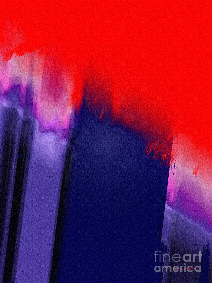 Abstract Digital Art - Navy Slash Red by Dee Flouton
