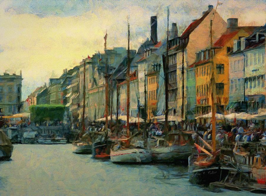 Nayhavn Street Painting by Jeffrey Kolker