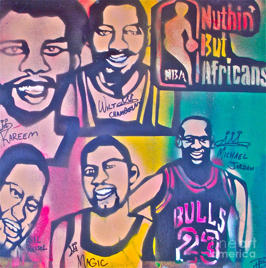 Kareem Abdul-jabbar Painting - NBA Nuthin But Africans by Tony B Conscious