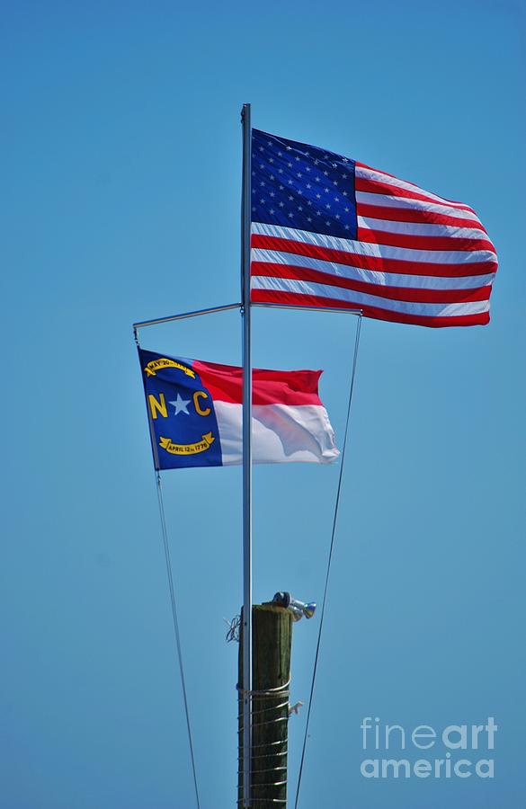 NC And US Flags Photograph by Bob Sample