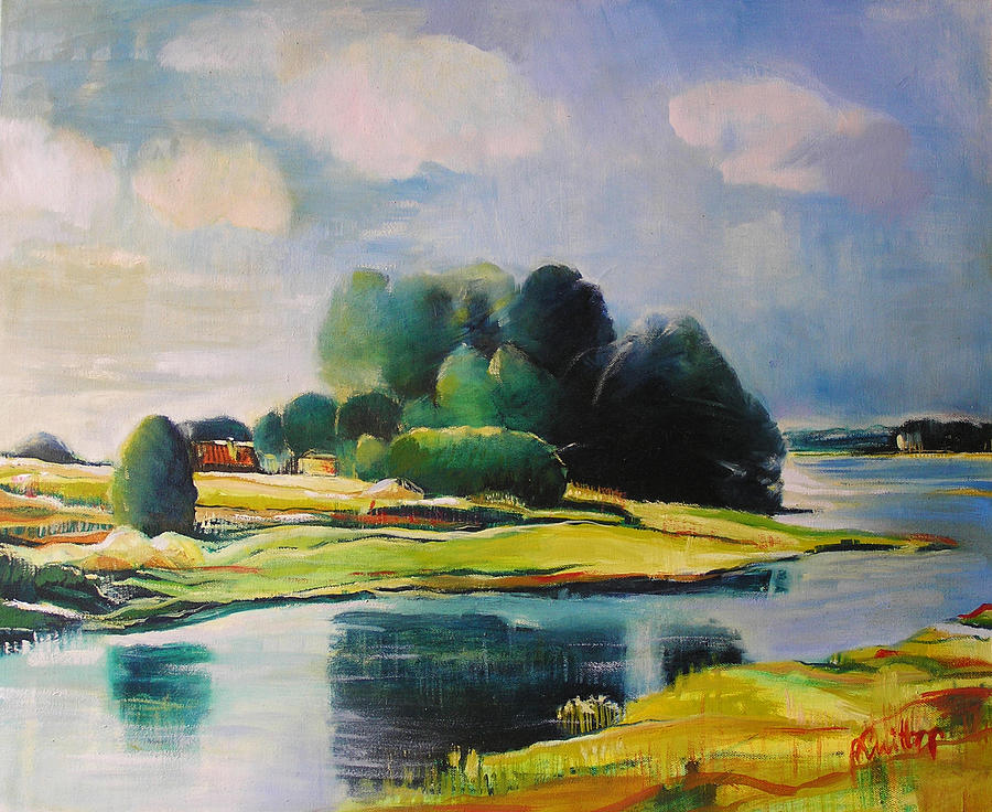 Cottage Painting - Near the Bug River by Alicja Coe