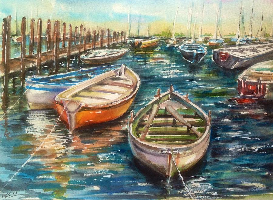 Near the harbour Painting by Katerina Kovatcheva