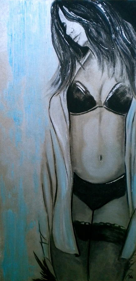 Charcoal Painting - Nearly Naked Silver by Debi Starr