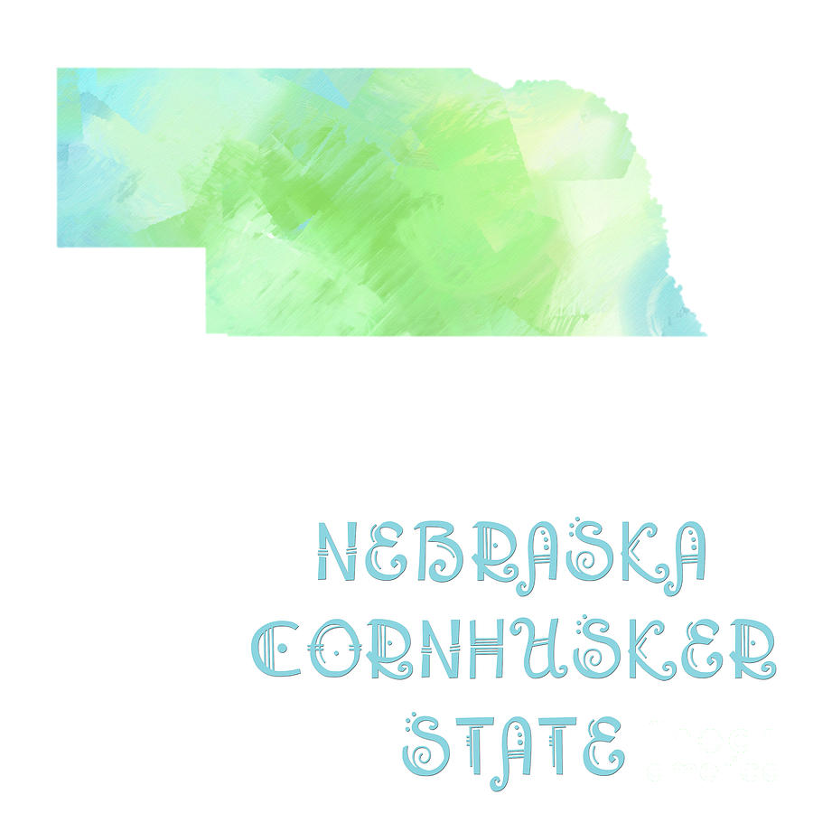 Nebraska - Cornhusker State - Map - State Phrase - Geology Digital Art by Andee Design