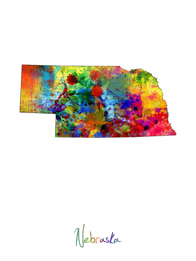 Nebraska Map Digital Art by Michael Tompsett