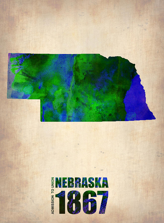 Nebraska Map Digital Art - Nebraska Watercolor Map by Naxart Studio