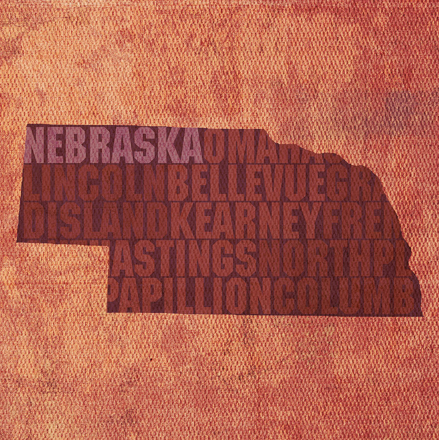 Nebraska Word Art State Map on Canvas Mixed Media by Design Turnpike